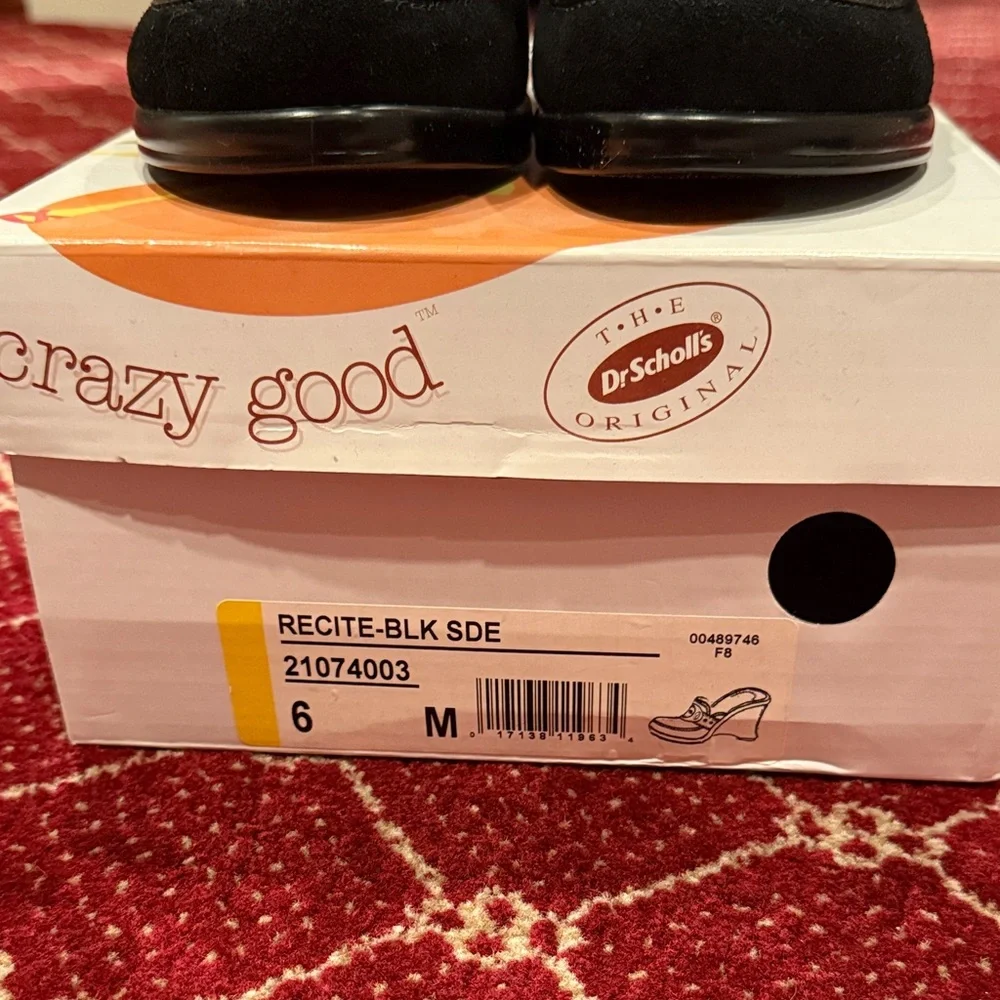 Dr. Scholl's Black Suede Mules with Silver Accent - Picture 2 of 8